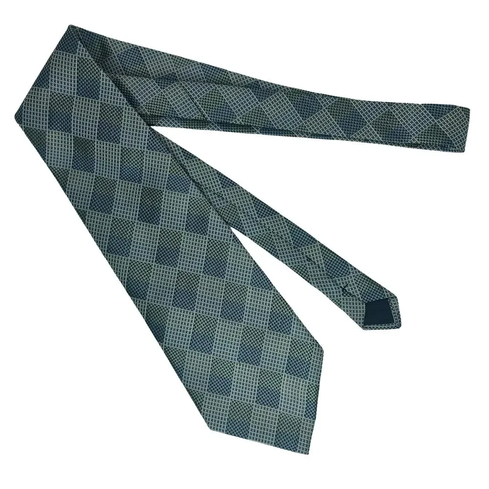 Blue and Green Checkered Pattern Tie